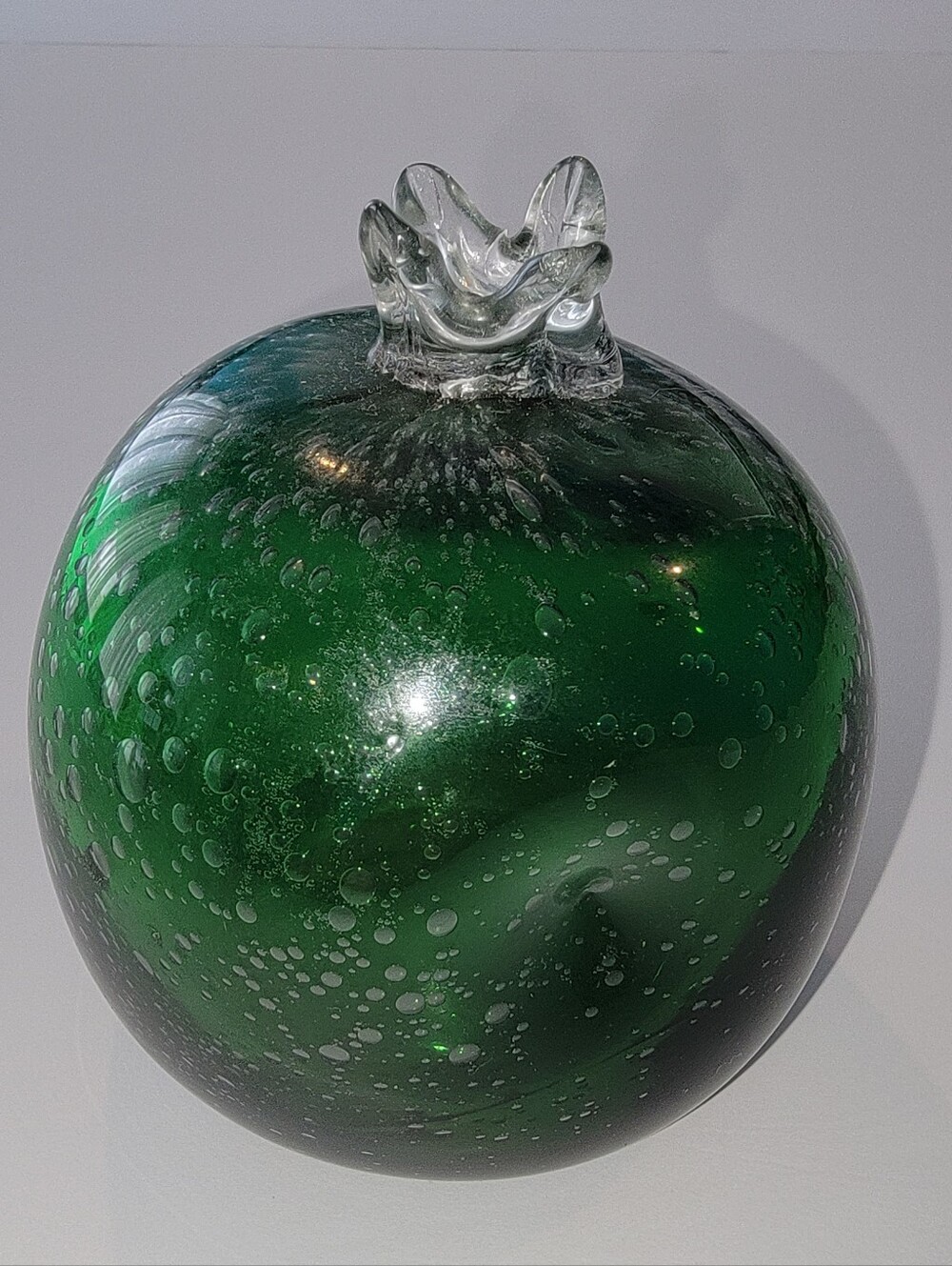 Green Pomegranate Crystal Artificial Fruit Paperweight for Home Kitchen Kitschy